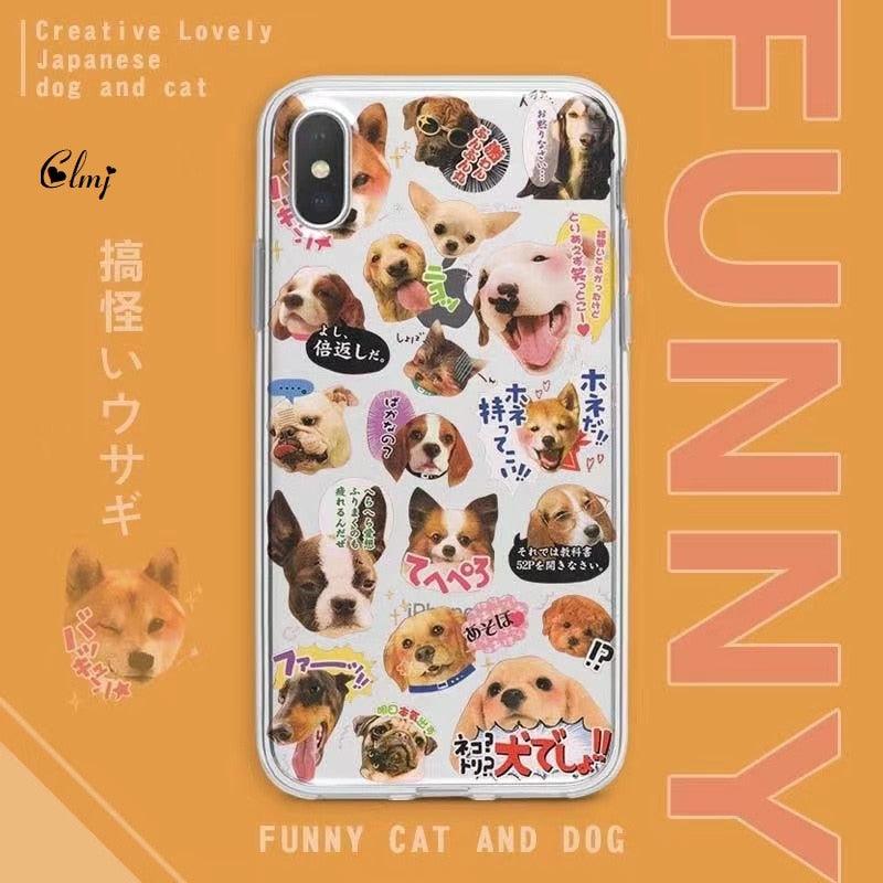 Funda de teléfono linda de gato y perro para modelos de iPhone y Samsung