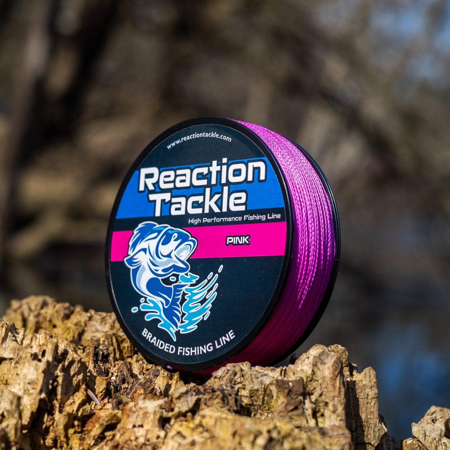Línea de pesca trenzada rosa premium de Reaction Tackle