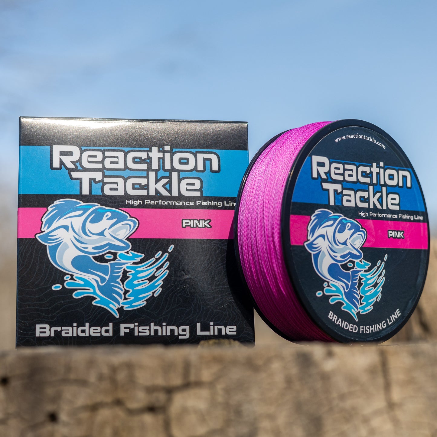 Línea de pesca trenzada rosa premium de Reaction Tackle