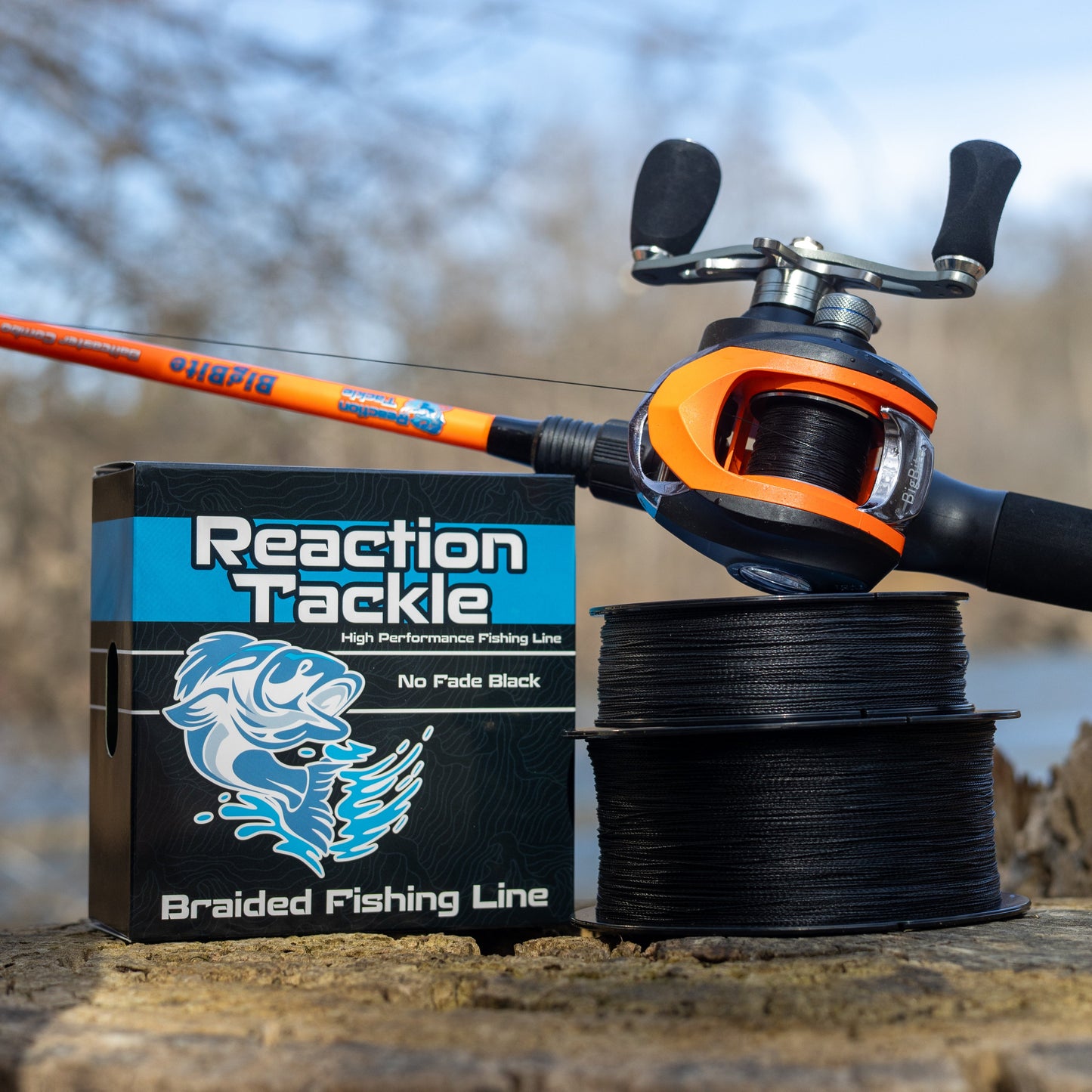 Reaction Tackle Premium Braided Fishing Line - Fade-Resistant Black