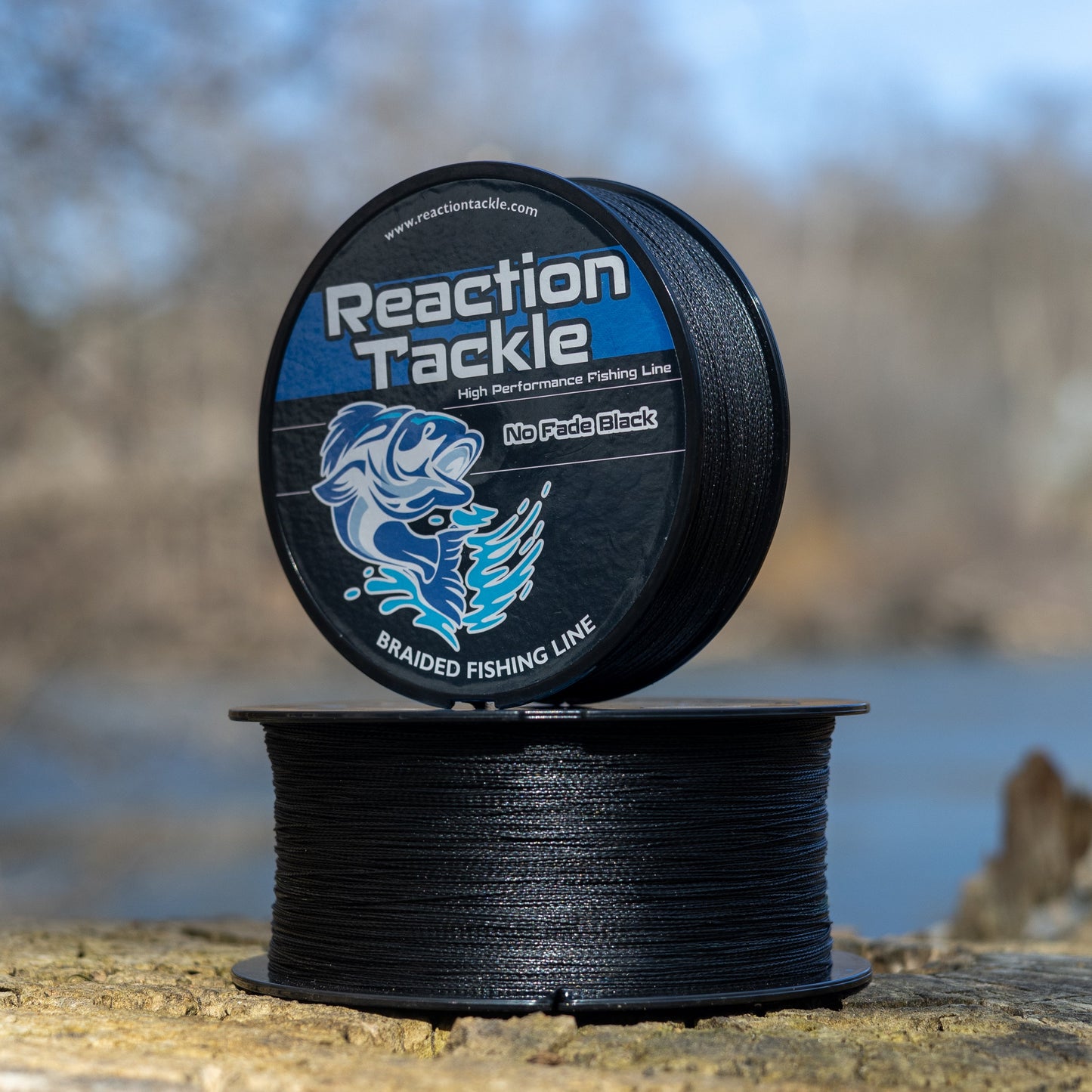 Reaction Tackle Premium Braided Fishing Line - Fade-Resistant Black