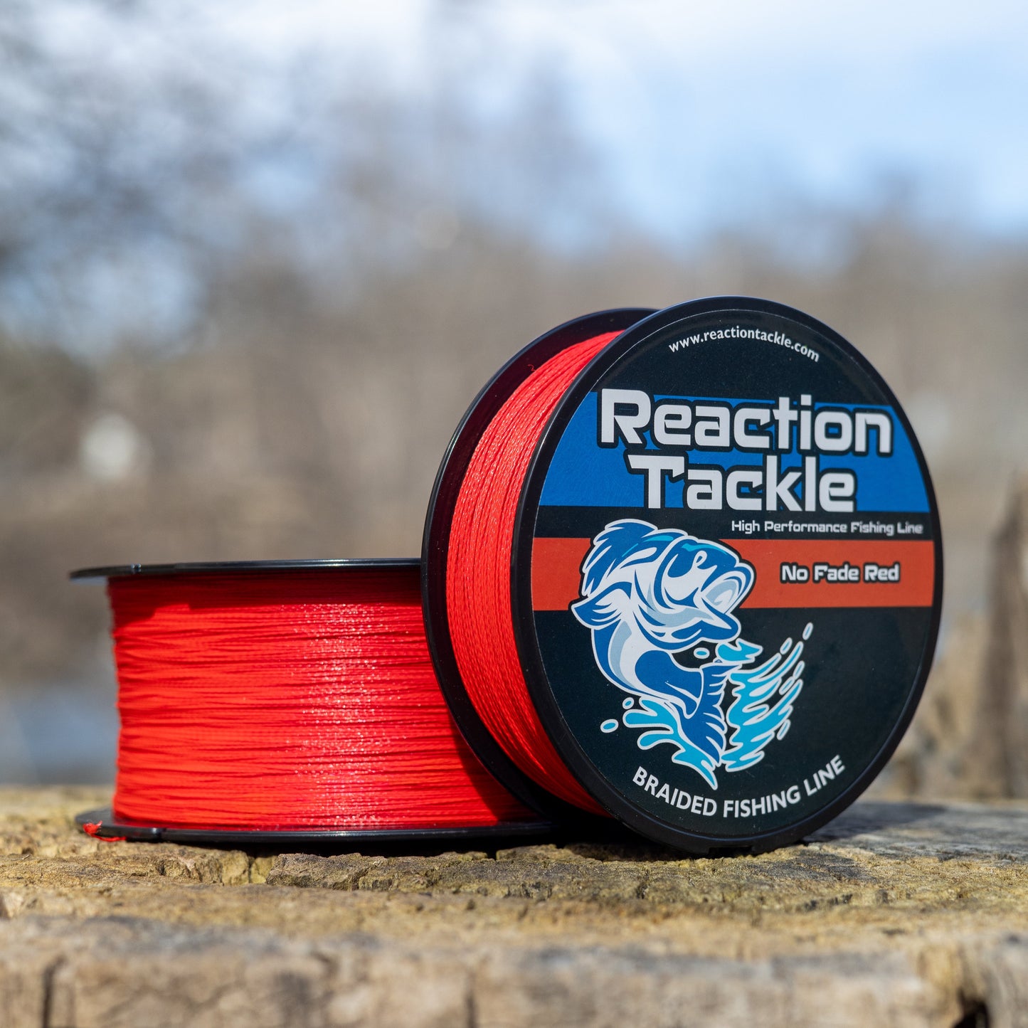 Línea de pesca trenzada premium Reaction Tackle - Rojo resistente a la decoloración