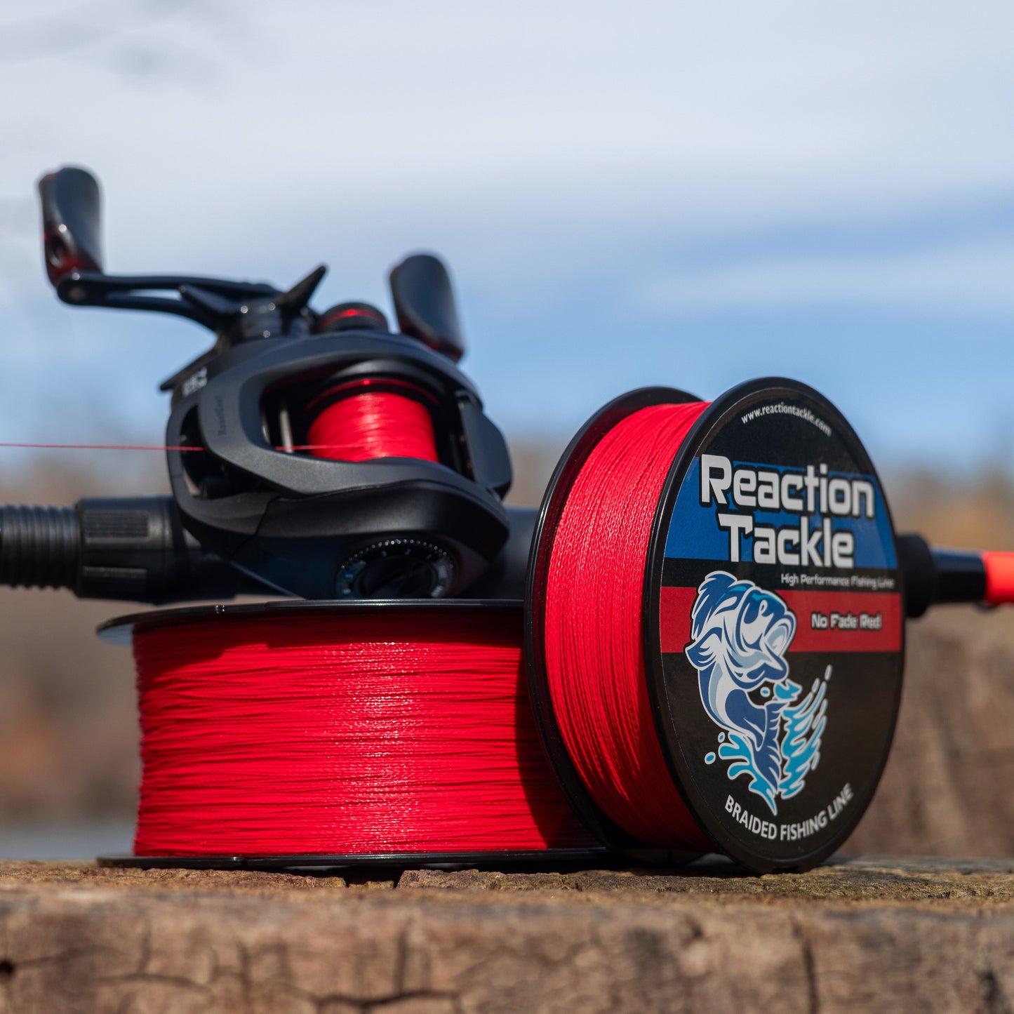 Línea de pesca trenzada premium Reaction Tackle - Rojo resistente a la decoloración