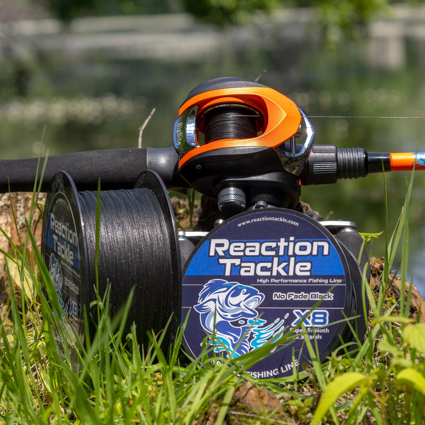 Línea de pesca trenzada Reaction Tackle X8 - Sin decoloración, negra, 8 hebras - NUEVA