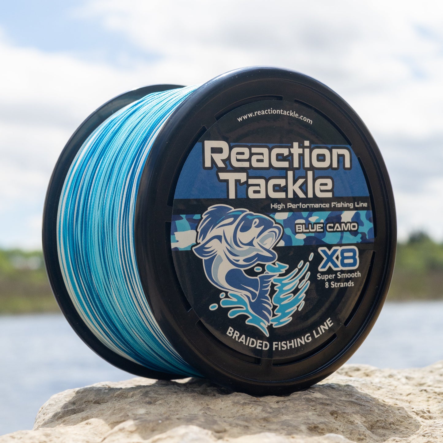 Reaction Tackle X8 Blue Camo Braided Fishing Line - 8 Strands