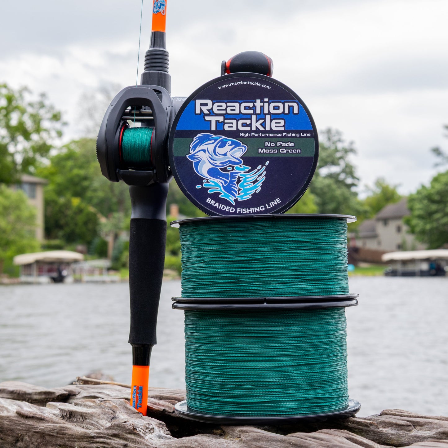 Reaction Tackle Premium Braided Fishing Line - Fade-Resistant Moss Green