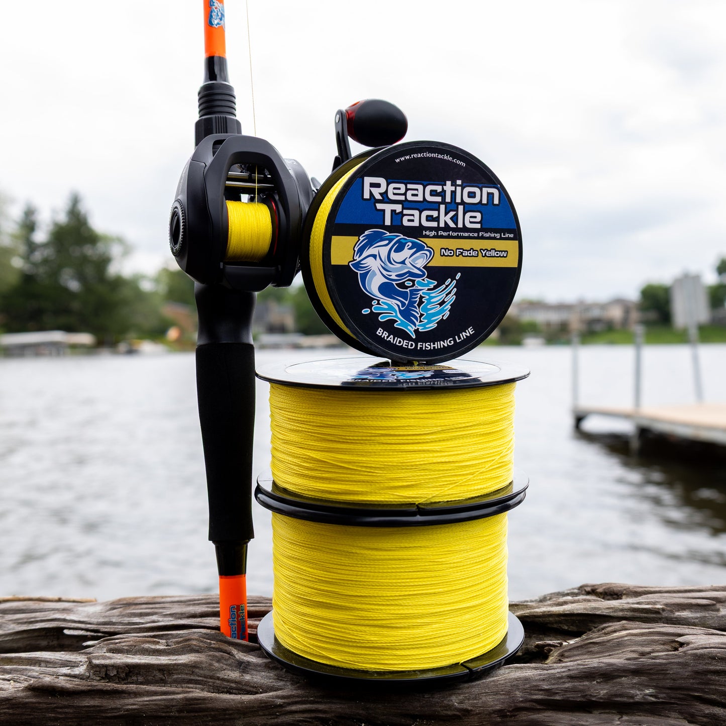 Línea de pesca trenzada amarilla Reaction Tackle NO FADE: máximo rendimiento