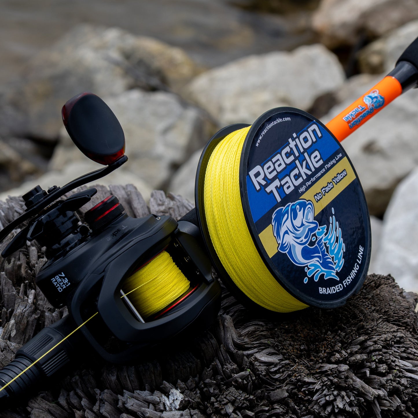 Línea de pesca trenzada Reaction Tackle - Sin decoloración, amarilla - NUEVA