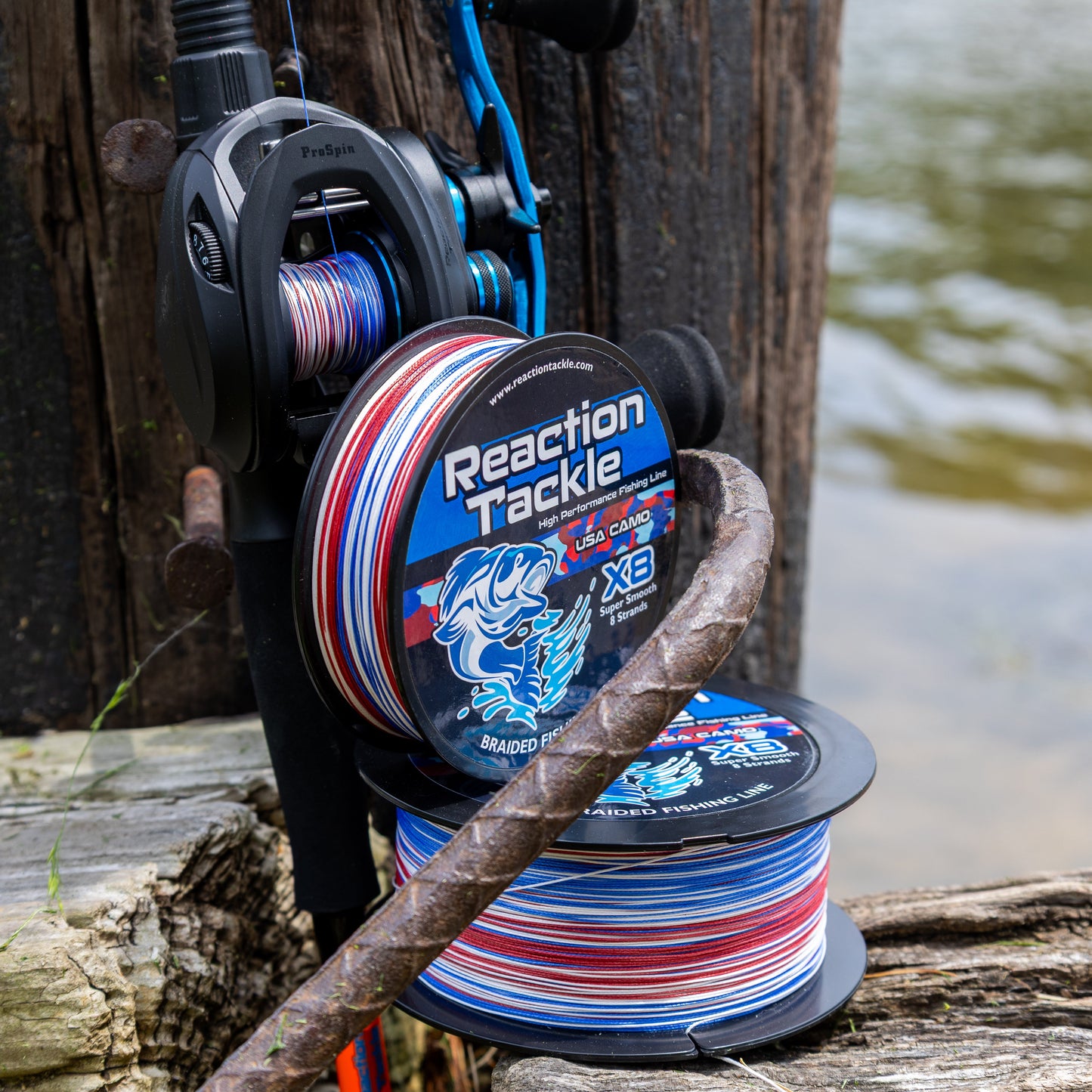 Reaction Tackle X8 USA Camo Braided Fishing Line - 8 Strands