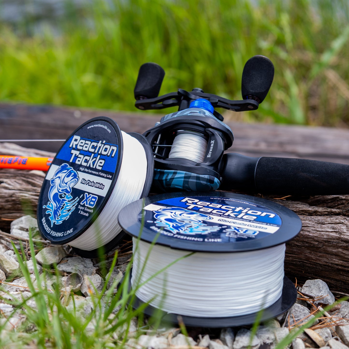 Ligne de pêche tressée premium Reaction Tackle X8 - Blanche résistante à la décoloration - 8 brins