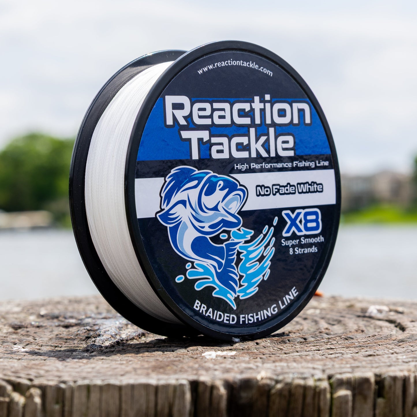 Ligne de pêche tressée premium Reaction Tackle X8 - Blanche résistante à la décoloration - 8 brins