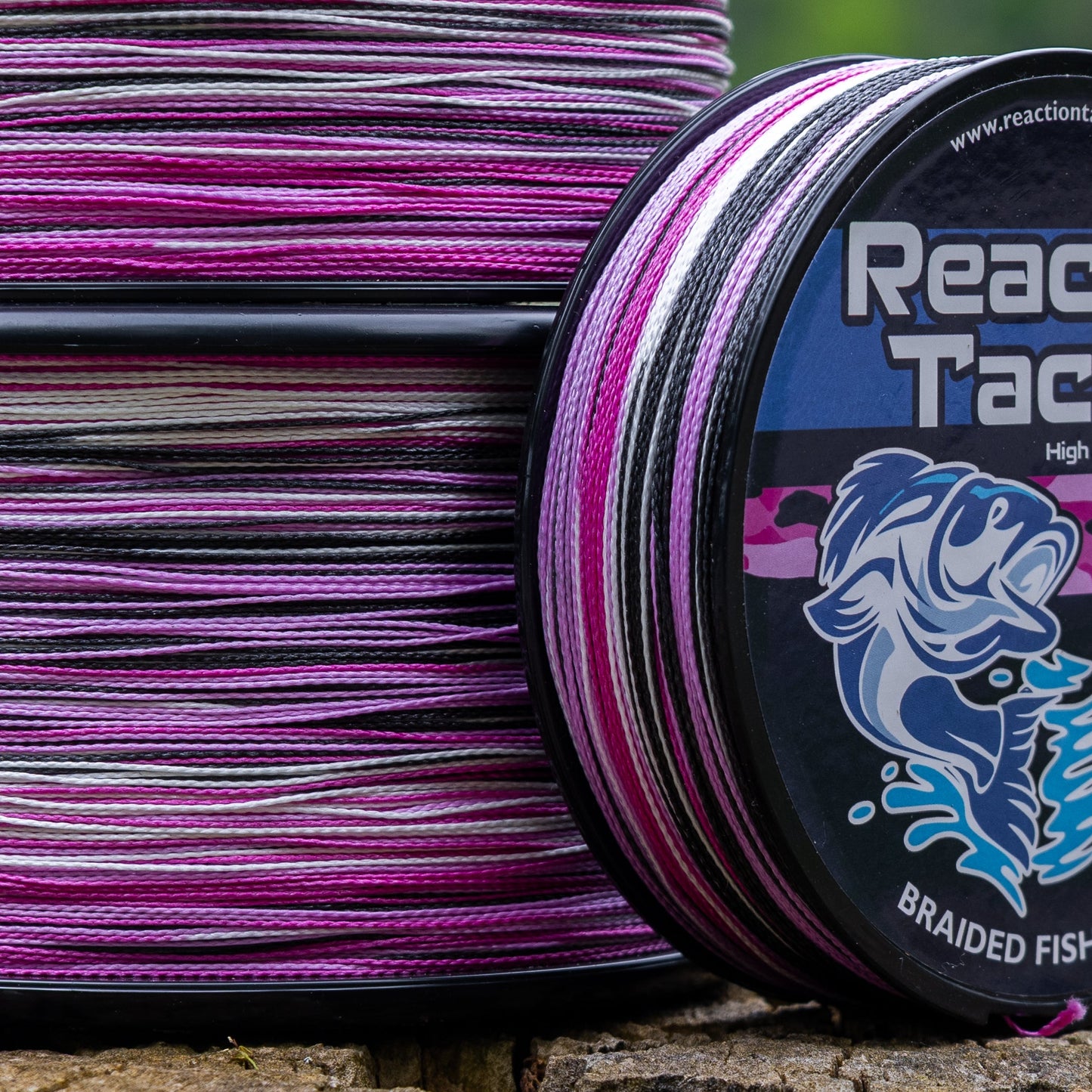 Línea de pesca trenzada Reaction Tackle con camuflaje rosa: máximo rendimiento