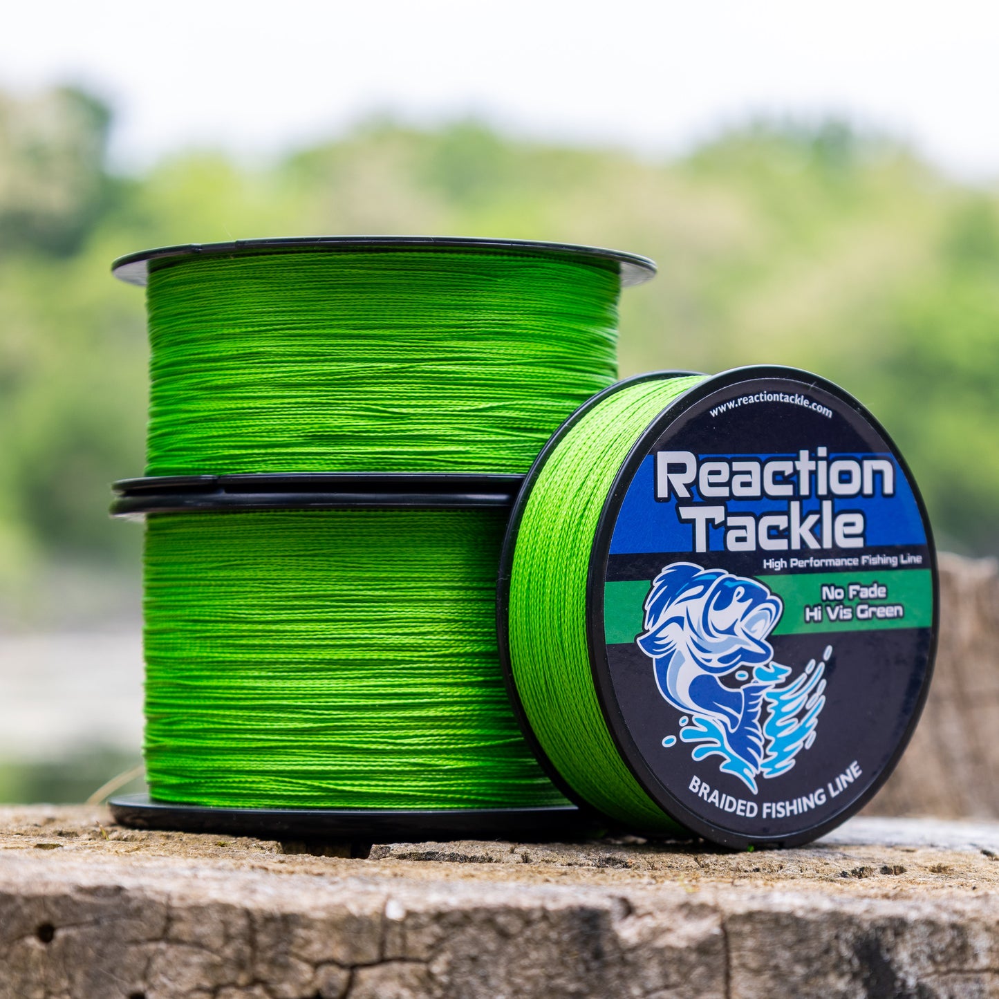 Línea de pesca trenzada de alta visibilidad Reaction Tackle - Verde de alta visibilidad que no se decolora