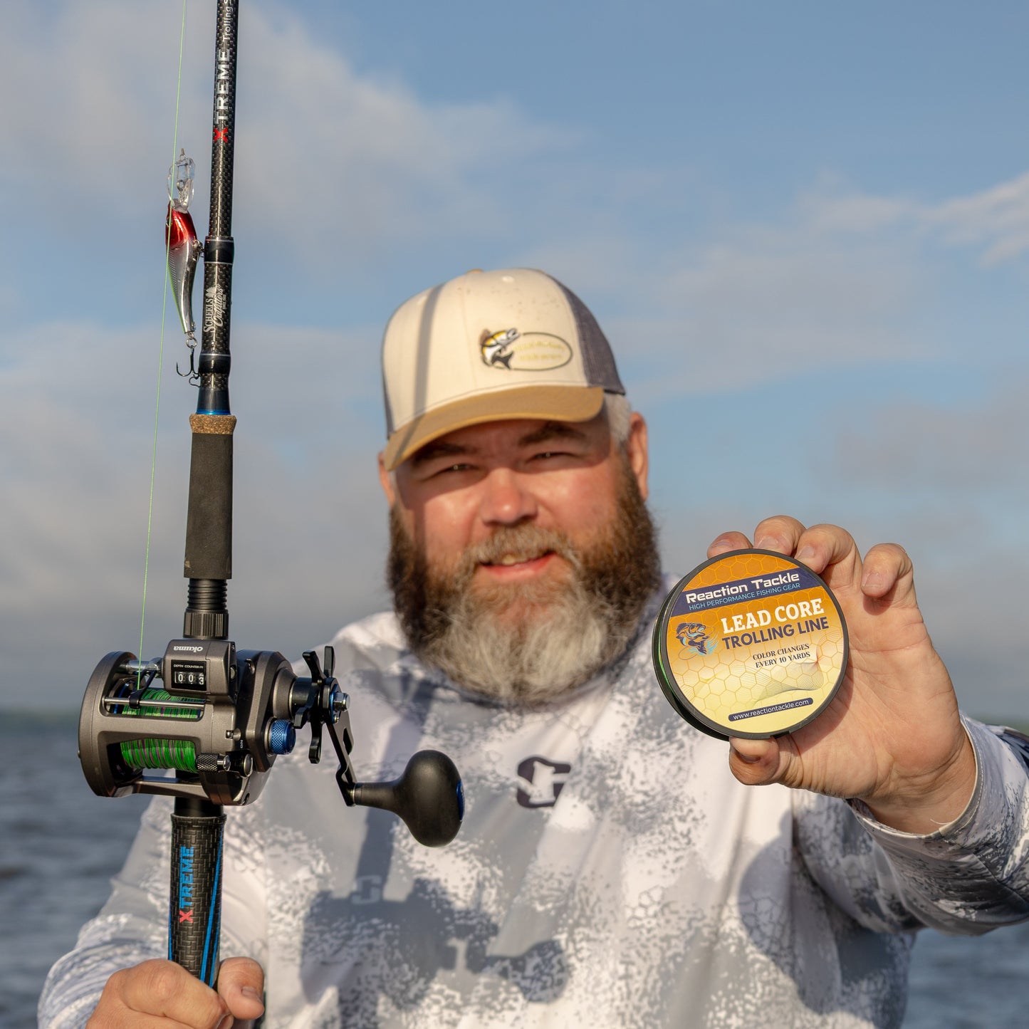 Línea de pesca trenzada con núcleo de plomo premium Reaction Tackle para curricán