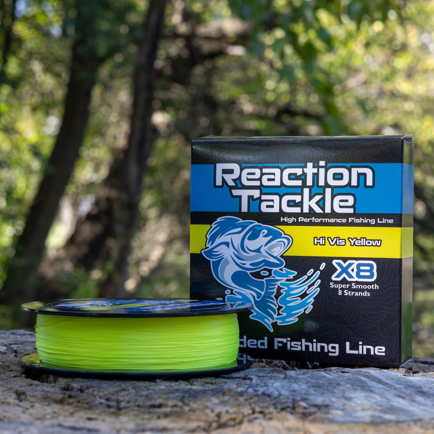 Reaction Tackle Pro X8 Braided Fishing Line - High Visibility Yellow, 8 Strands - Korvel