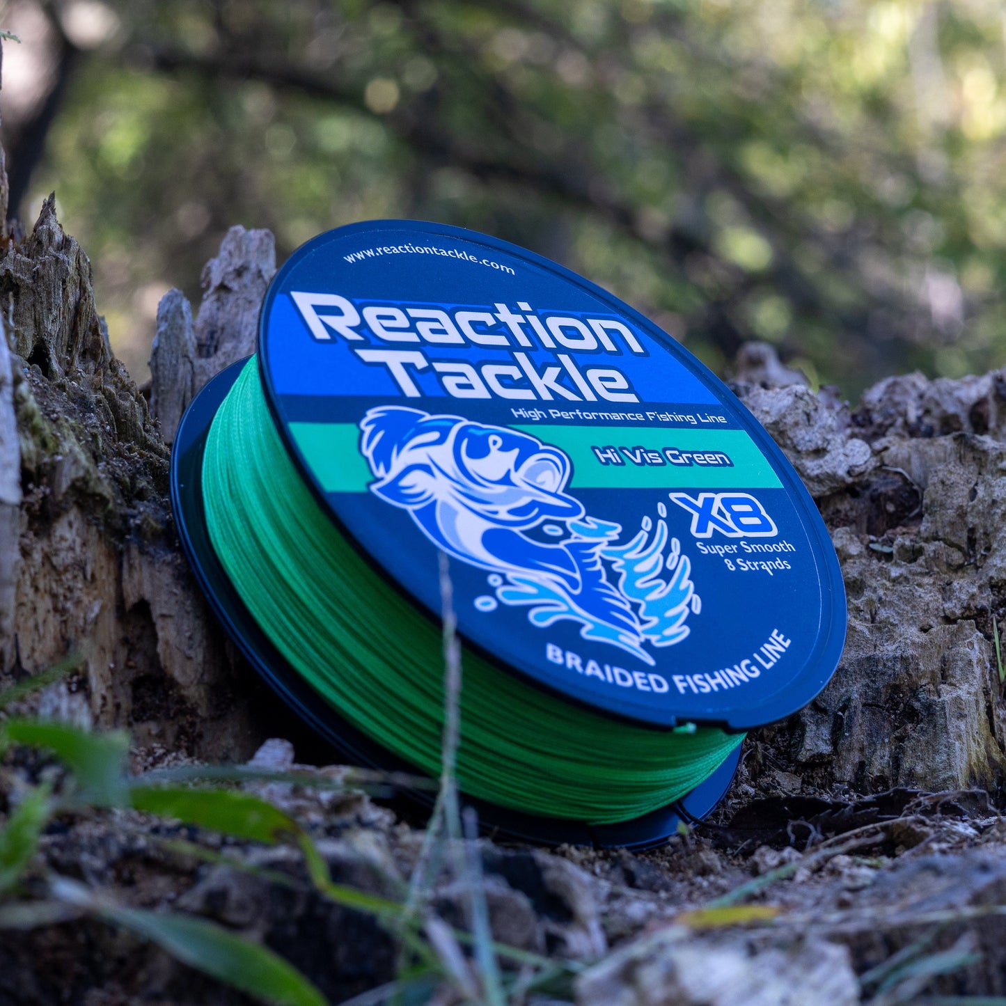 Ligne de pêche tressée verte haute visibilité Reaction Tackle X8 - 8 brins