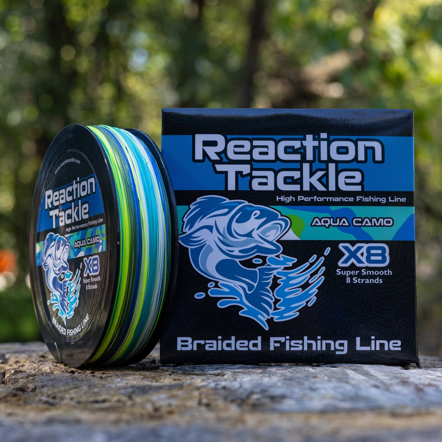 Reaction Tackle Aqua Camo X8 Braided Fishing Line - 8 Strands for Ultimate Performance - Korvel
