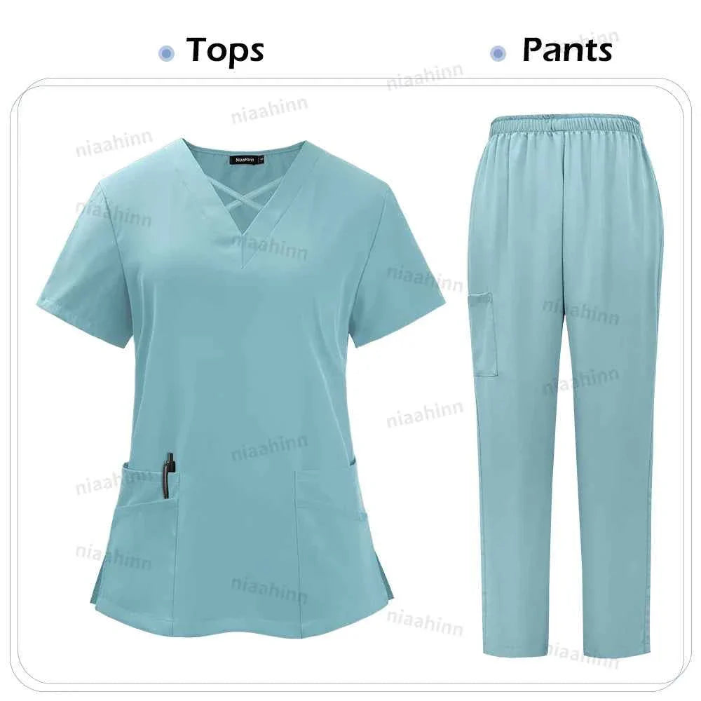 Premium Spandex Scrub Uniform Set - Top & Pants