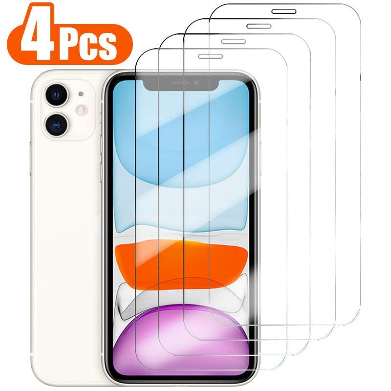 Protector de Pantalla de Vidrio Templado de Cubierta Completa de 4 Piezas para iPhone