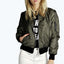 Chaqueta Bomber O-Cuello Vintage Chic: Esencial Atemporal de Otoño