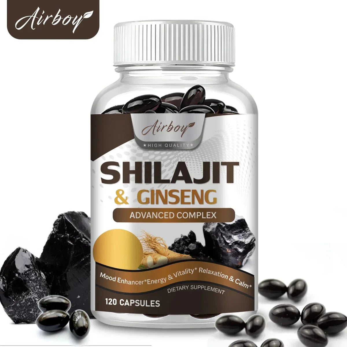 Suplemento Premium de Shilajit y Ginseng - 120 Cápsulas