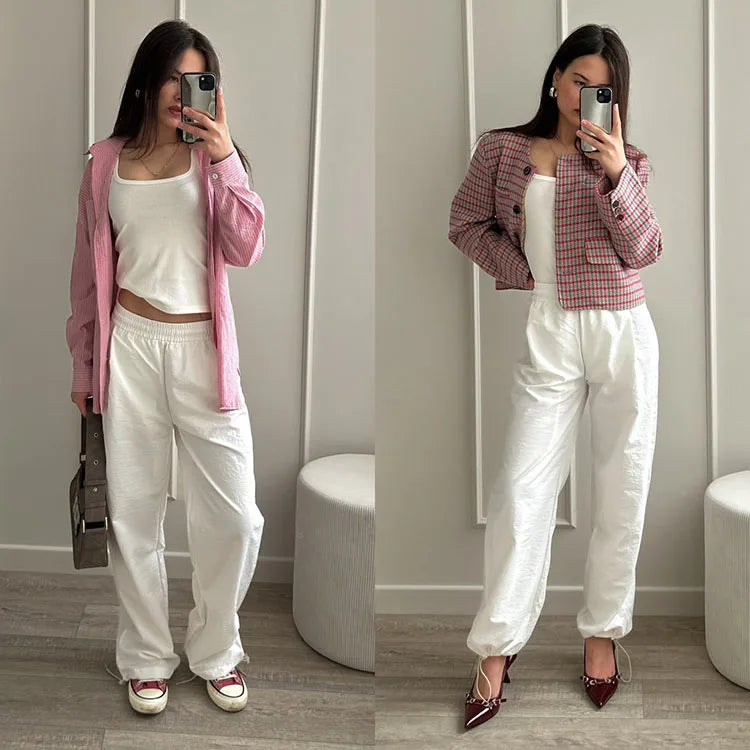 ChicEase Pantalons Jogging Taille Haute à Jambes Larges