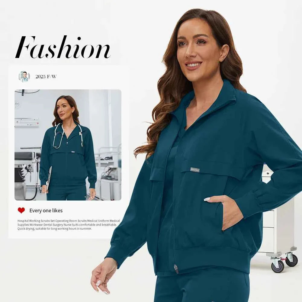 Chaqueta de Scrubs de Enfermería de Manga Larga Niaahinn