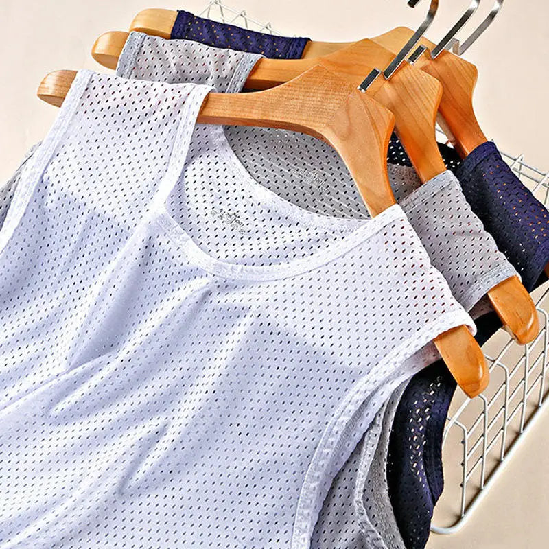 Camiseta sin mangas de seda helada para hombres para una comodidad máxima