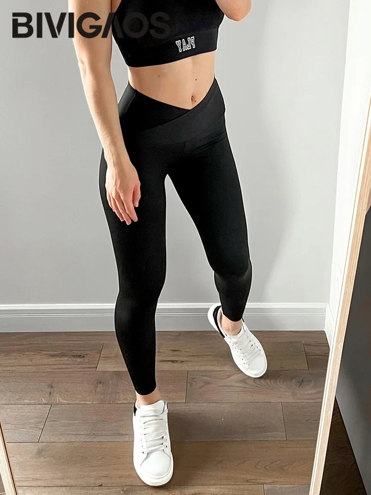 Leggings V-Lift Taille Haute en Sharkskin