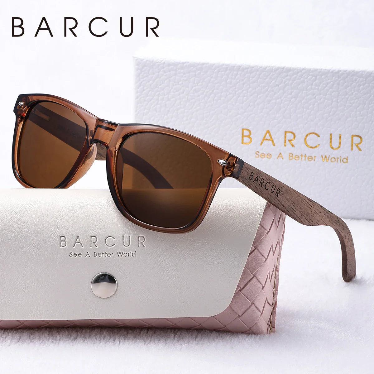 Gafas de sol polarizadas de madera natural para mujer BARCUR