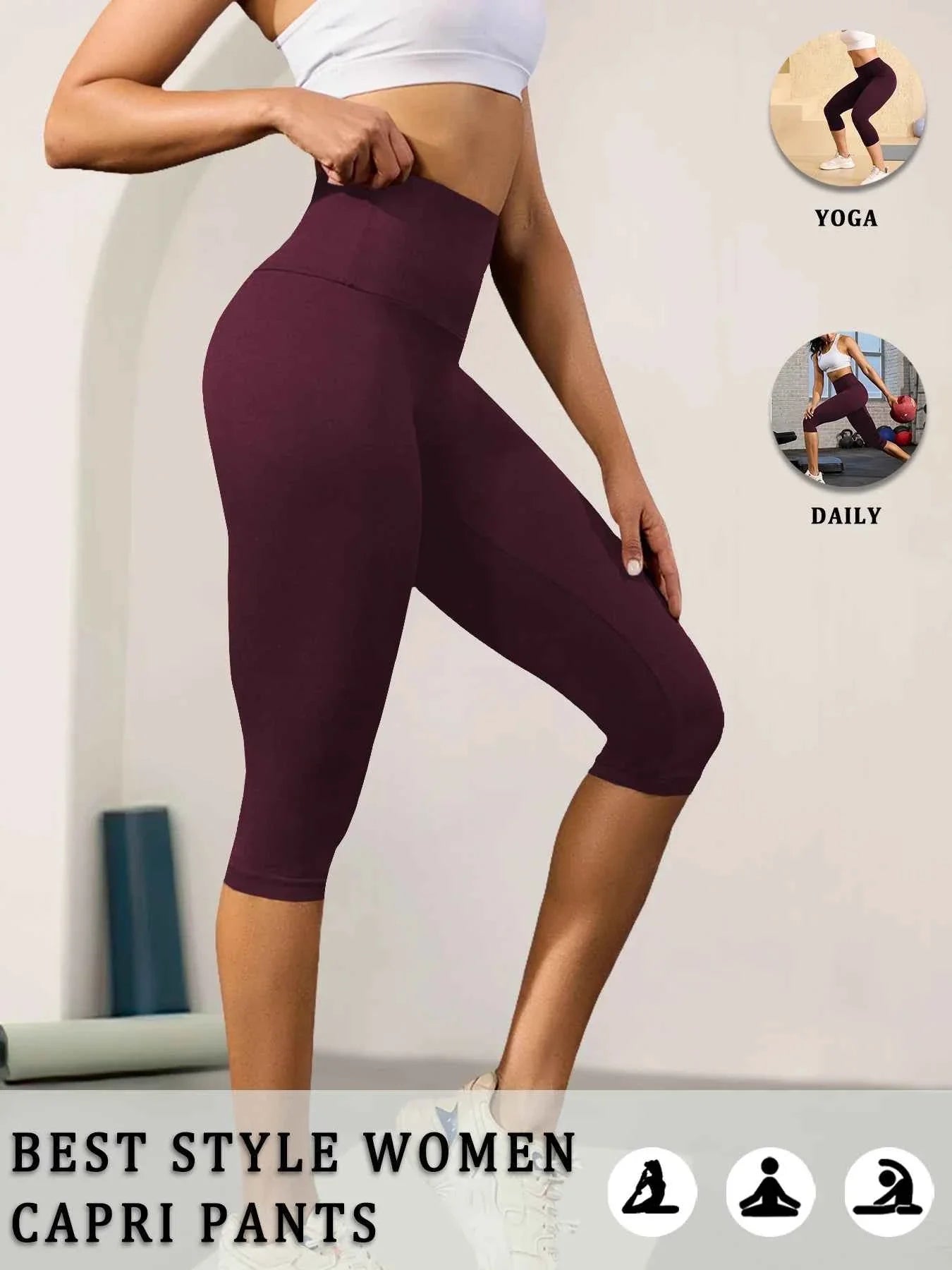 Pantalones de Yoga Capri de Cintura Alta - Comodidad Premium