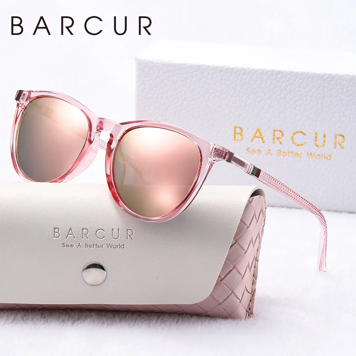 Lunettes de soleil rondes roses BARCUR pour femmes