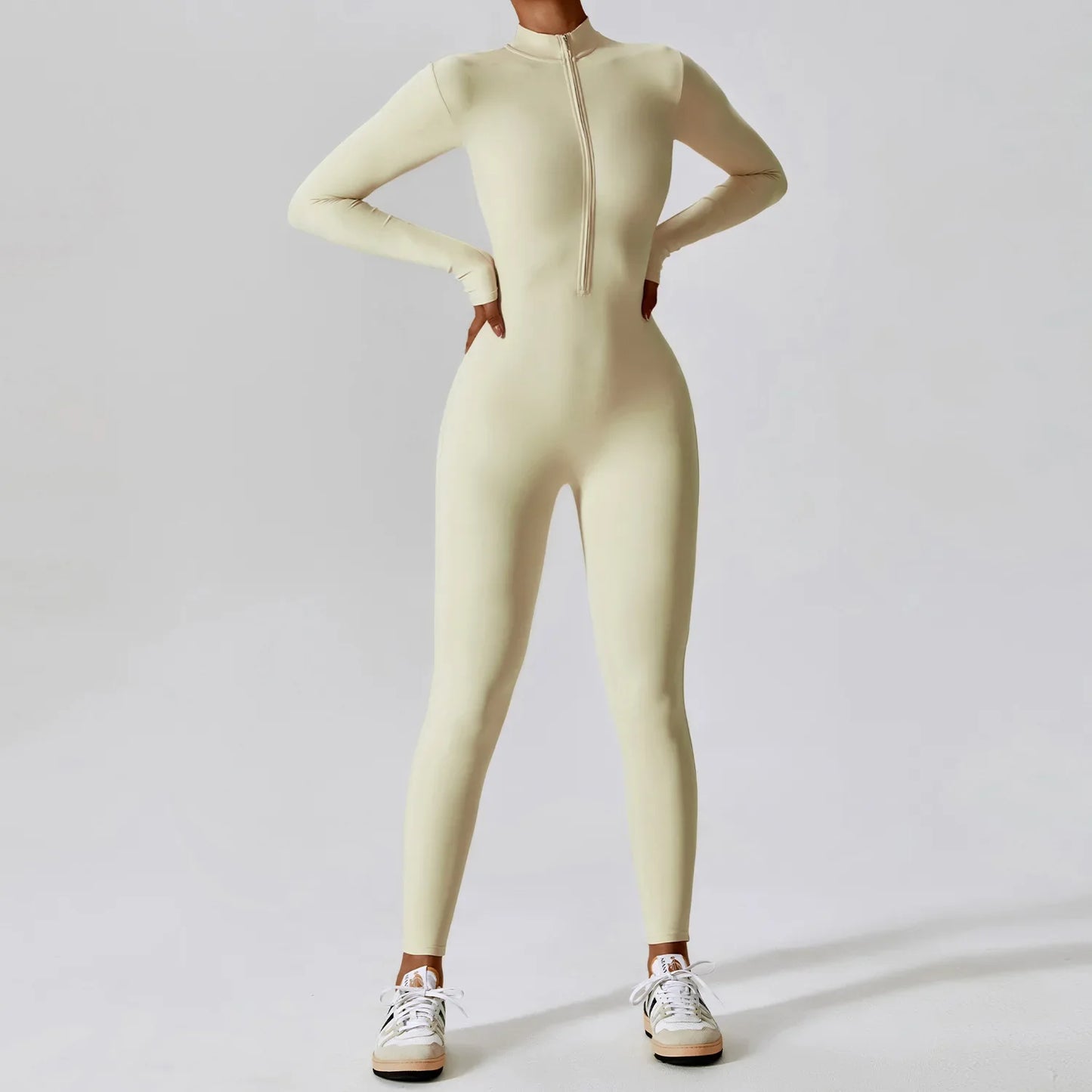 Premium Long Sleeved Yoga Jumpsuit with Zipper