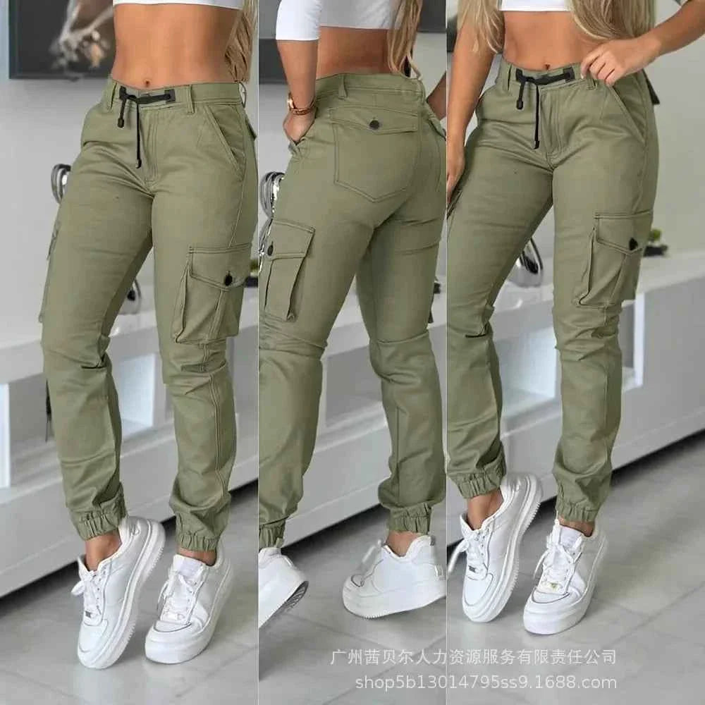 Pantalones Cargo Slim de Cintura Alta para Mujer