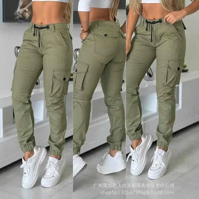 Pantalones Cargo Slim de Cintura Alta para Mujer