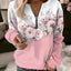 Floral Oversized Zip-Up Hoodie for Women