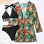 Elegant 3-Piece Halter Bikini Set with Kimono Cover-Up