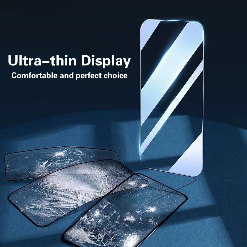 Protector de Pantalla de Vidrio Templado de Cubierta Completa de 4 Piezas para iPhone