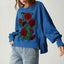 BlossomBlue Y2K Oversized Floral Sweatshirt