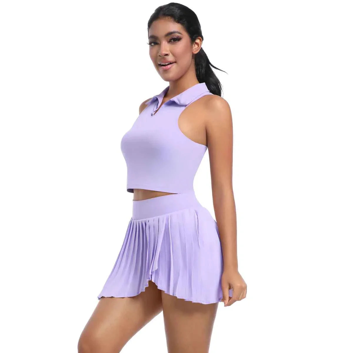 2 PCS Women's Yoga Gym Set: Bra & Skirt