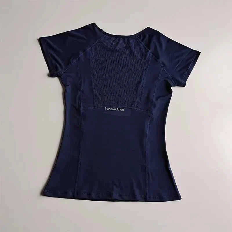 Camiseta de Yoga de Malla de Secado Rápido para Mujer