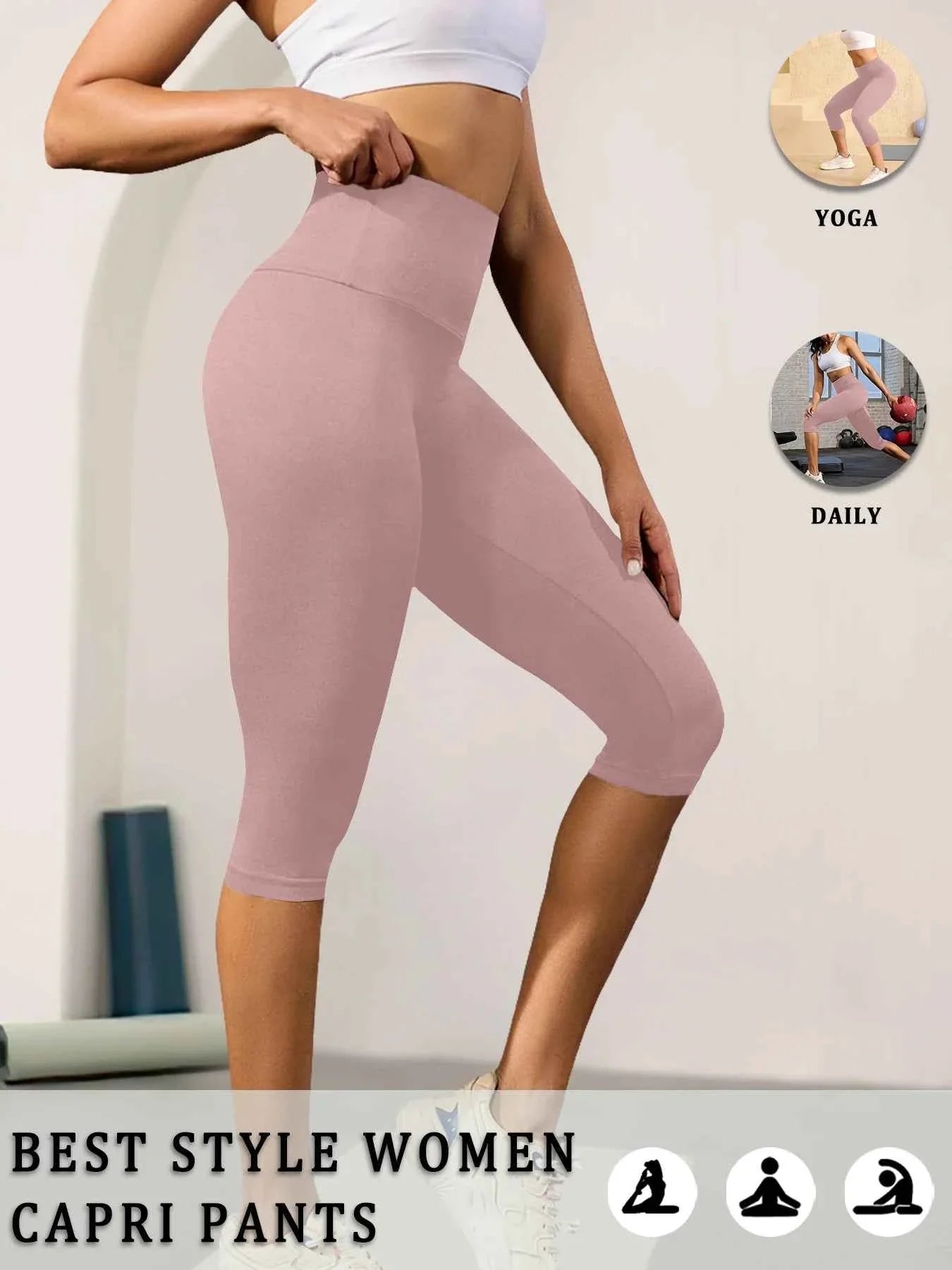 Pantalones de Yoga Capri de Cintura Alta - Comodidad Premium