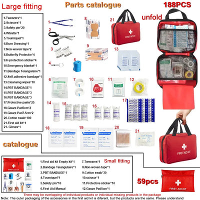 Comprehensive 188-Piece First Aid Kit for Emergencies