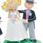 Whimsical Bridal Couple Cake Topper - 4 1/3" High