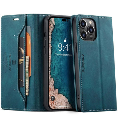 Premium Vintage Wallet Case for iPhone - Leather Flip Cover
