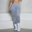 Leggings de yoga en denim acid wash avec dos en V et fronces