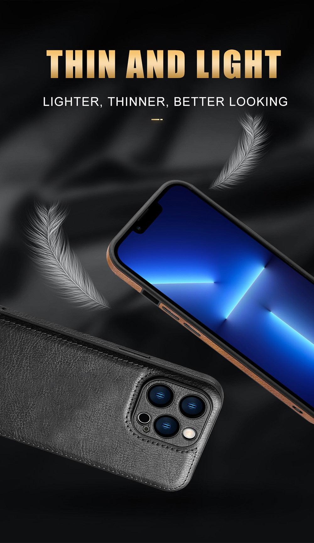 Coque de téléphone en cuir PU de luxe pour modèles d'iPhone
