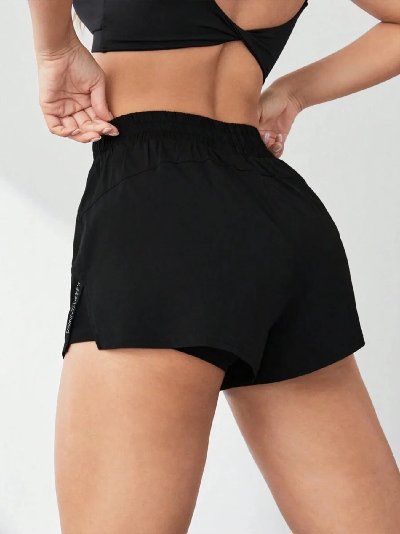 Pantalones Cortos de Yoga Falsos de Dos Piezas para Mujeres