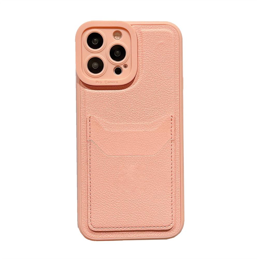 Funda de Cartera de Silicona Cuadrada de Cuero de Lujo para iPhone