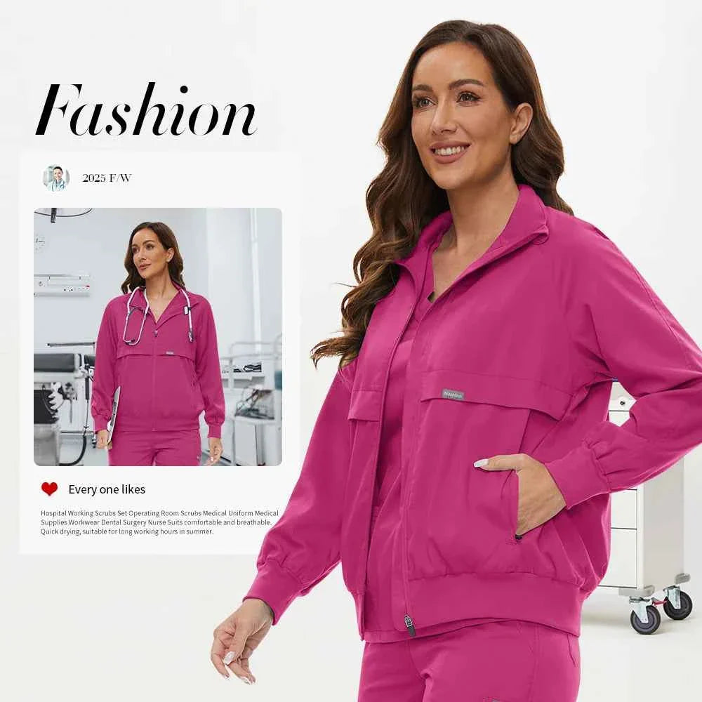 Chaqueta de Scrubs de Enfermería de Manga Larga Niaahinn
